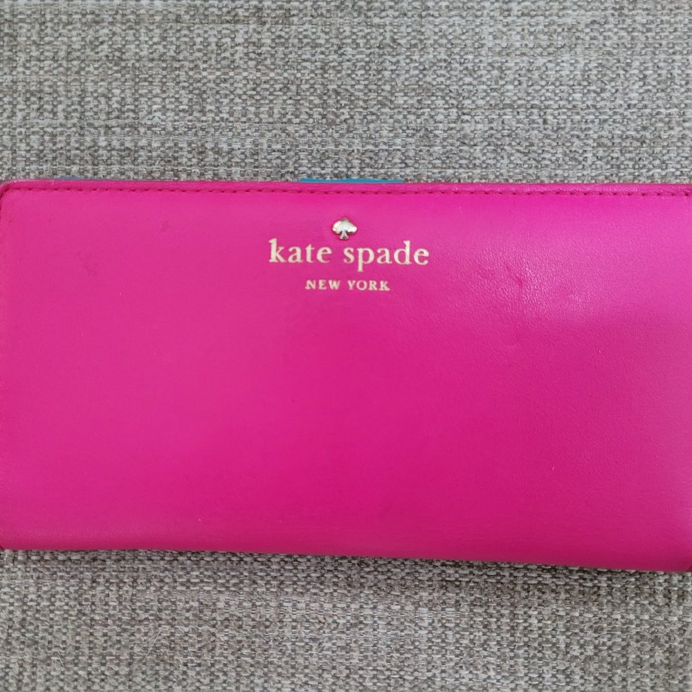 Kate Spade hot pink and teal wallet